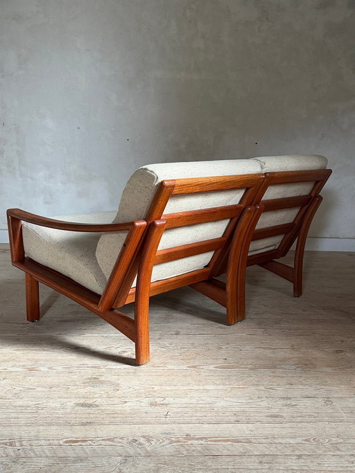 Divanetto scandinavo per tartine a 2 posti in teak Kirsten & Sven E. Jensen – Glostrup, 2 zitsbanken, Wool (photo 2 of 11)