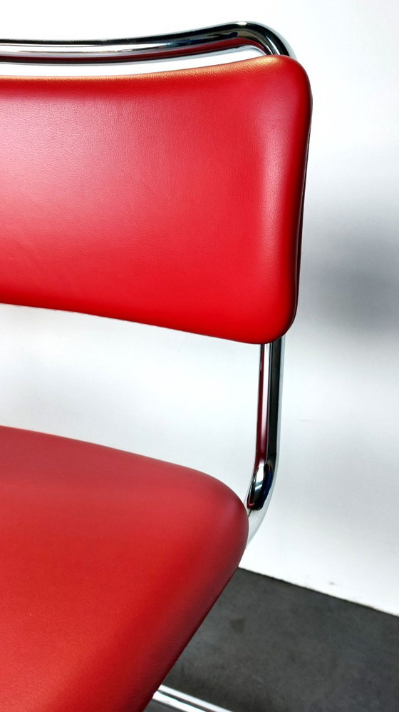 Image 1 of 4 sillas Gispen 101 | cromo pulido | cuero rojo | como nuevas