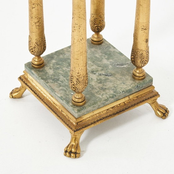 Image 1 of Piedistallo in stile impero — Finitura bronzata con lastre di marmo — Seconda metà del XX secolo