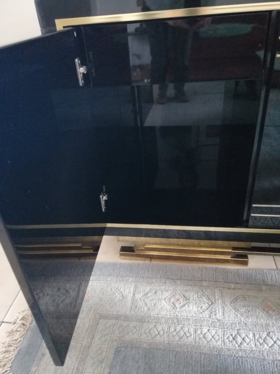 Image 1 of Credenza in lacca nera e ottone, Italia 1988-1989