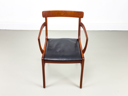 Rungstedlund fauteuil in teak en leer van Ole Wanscher voor P. Jeppesen, 1960S