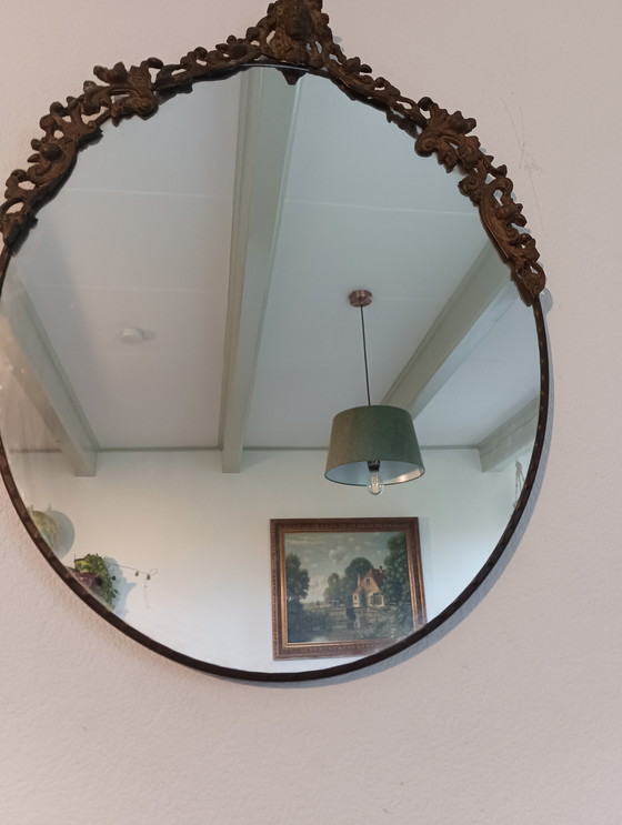 Image 1 of Vintage oval cast iron mirror