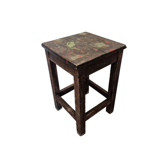 Image 1 of Taburete de taller de madera francés antiguo, mediados del siglo XX.