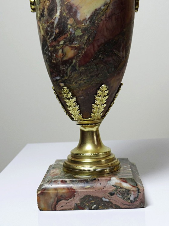 Image 1 of Pair of cassolettes in breccia marble and gilt bronze, Napoleon III 19th century