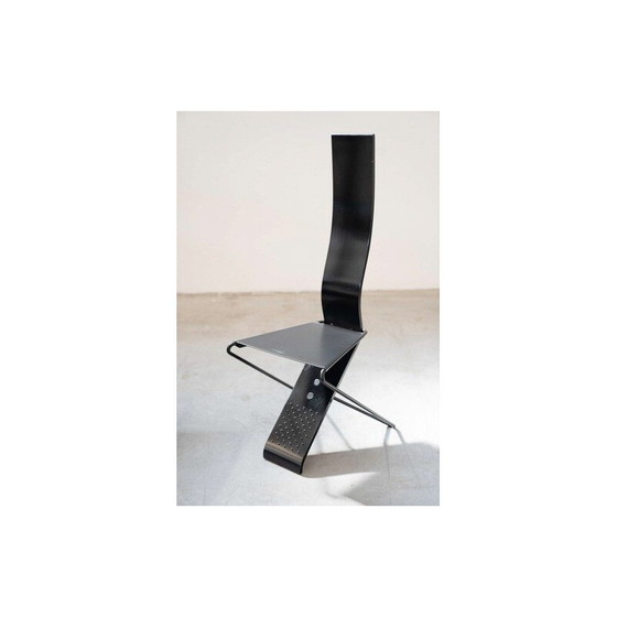 Image 1 of Set of 4 vintage wooden and iron frame chairs, 1980-1990s