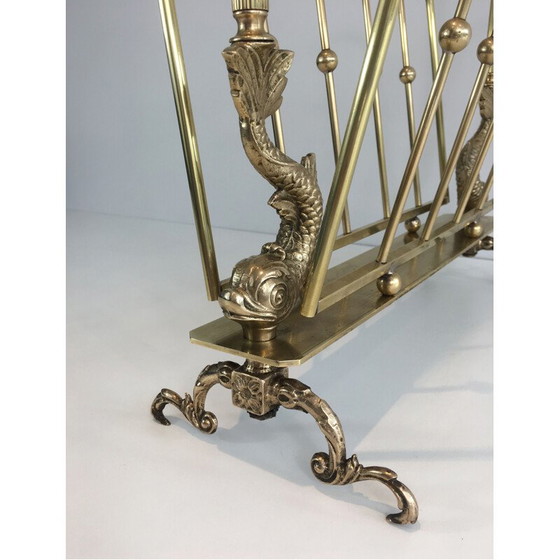 Image 1 of Vintage Neoclassical Brass magazine rack for Maison Jansen, 1940