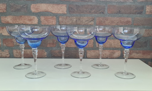 6 verres à margarita faits à la main.

