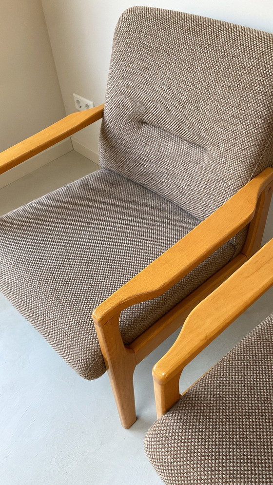Image 1 of Vintage Wooden Sitting Area 3 Seater Sofa and 2 Armchairs