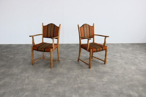 2x brutalist oak chairs
