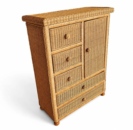 Vintage Wicker Dresser / Chest of Drawers in Boho Chic Coastal Style (photo 4 of 4)
