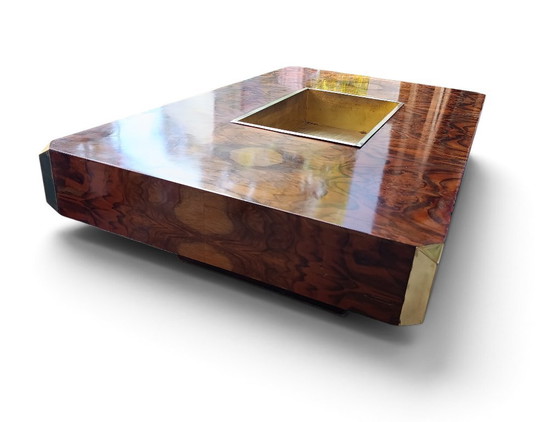 Willy Rizzo Table basse Alveo 1970s Mario Sabot Coctail Table Bois de ronce Laiton – Tables basses, Wood (photo 7 of 10)