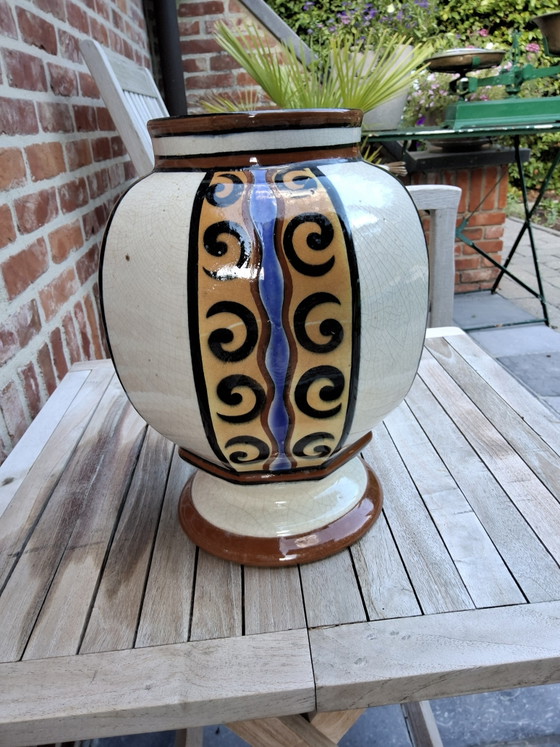 Antique Art Deco potiche or lidded vase by Auguste Mouzin & Cie from Wasmuel, 1920s – Ceramic (photo 6 of 11)