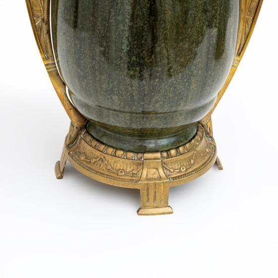 Image 1 of Pareja de jarrones Art Nouveau Jugendstil de bronce y cerámica, estilo Otto Eckman, 1900