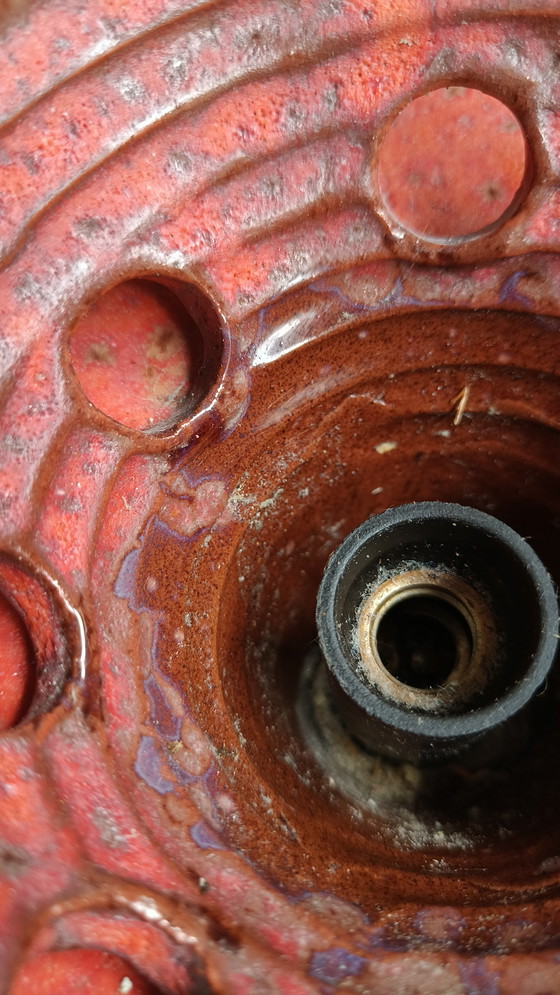 Image 1 of 2 brutalist fat lava wester-germany 1970s pottery orange wall lamps