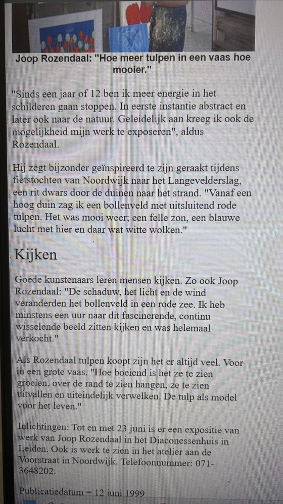 Monoprint - Joop Rozendaal - Dé Noordwijkse Tulpenschilder – Objets d'art, Paper (photo 10 of 10)
