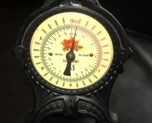 Balance de cuisine EKS vintage rare – style maison de campagne / Art Nouveau – entièrement fonctionnelle !