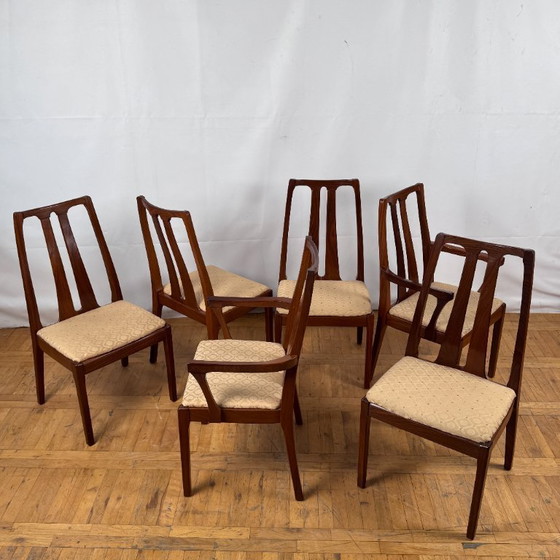 Image 1 of Set di 6 sedie da pranzo vintage in teak Nathan, anni '70 - British Mid-Century Modern