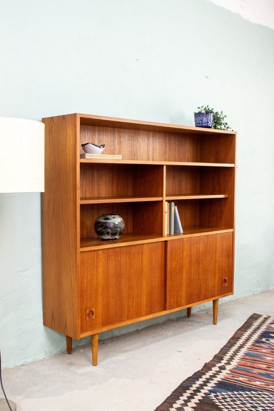 Image 1 of Vintage teakhouten dressoir, boekenkast, bijzettafel, ladekast, Deens, jaren 60