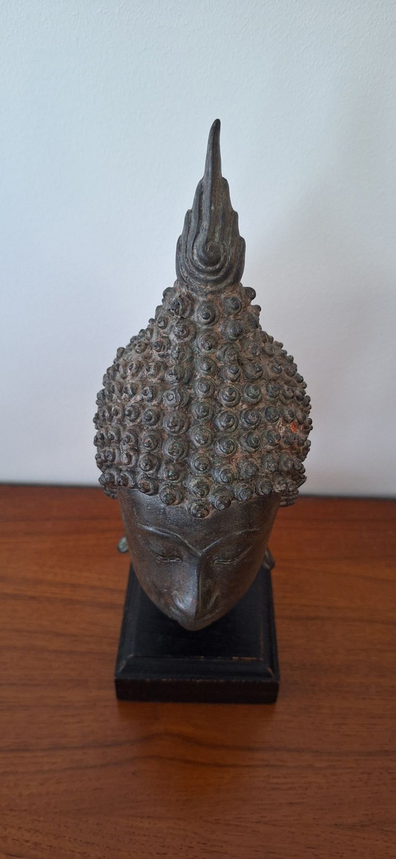 Tête de Bouddha en Bronze, Sculptures, Bois, Noir (photo 7 sur 9)