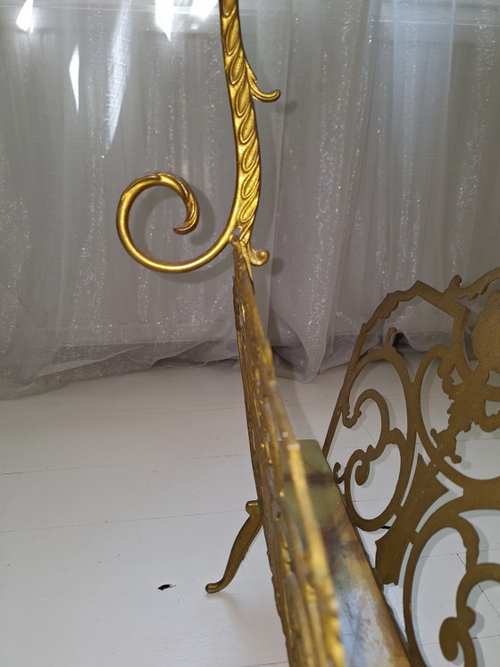 Image 1 of • Porte-revues style Hollywood Regency | Laiton et marbre onyx