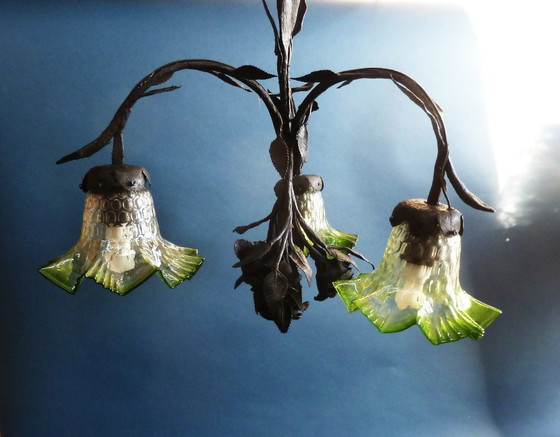 Image 1 of Lámpara de araña art déco de hierro forjado “LODEWIJK VAN BOECKEL“