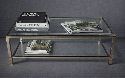 Table basse – laiton et verre facetté