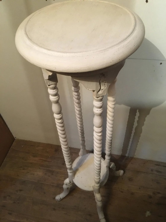 Tabouret en bois patiné blanc – Tables d'appoint (photo 7 of 8)