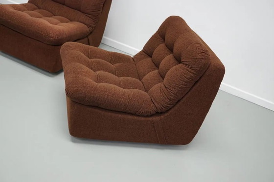 Image 1 of Divano modulare tedesco vintage a 3 posti in bouclé marrone, anni '70