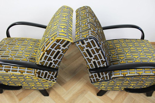2x Armchairs "Gold Tetris" by Jindrich Halabala