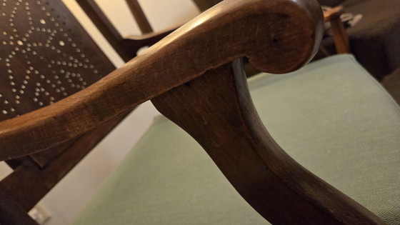 Poltrona Antica in Legno con Schienale a Motivo Stellato – Poltrone (photo 7 of 8)
