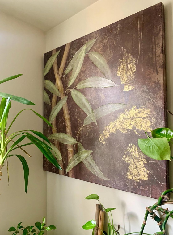 Fabrice de Villeneuve: Hand-embellished giclée canvas, bamboos 100x100 – Paintings & Drawings, Wood (photo 8 of 15)