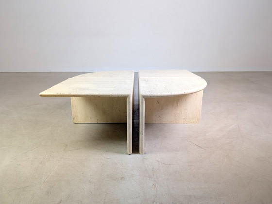 Image 1 of 4er Set italienische Midcentury Couchtische Travertin 1970 Vintage