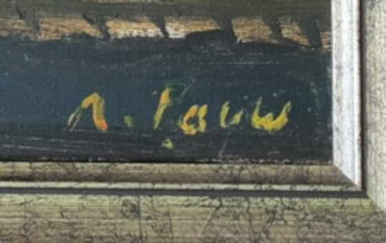Dipinto Gabriel de Pauw, paesaggio incorniciato, Dipinti e disegni, Tela, Legno, Giallo, Expressionisme (foto 3 di 5)