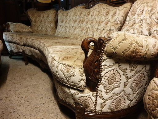 Banco barroco curvo con sillones