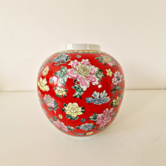 Image 1 of Floral Chinese Porcelain Vase Xxl Ginger Jar