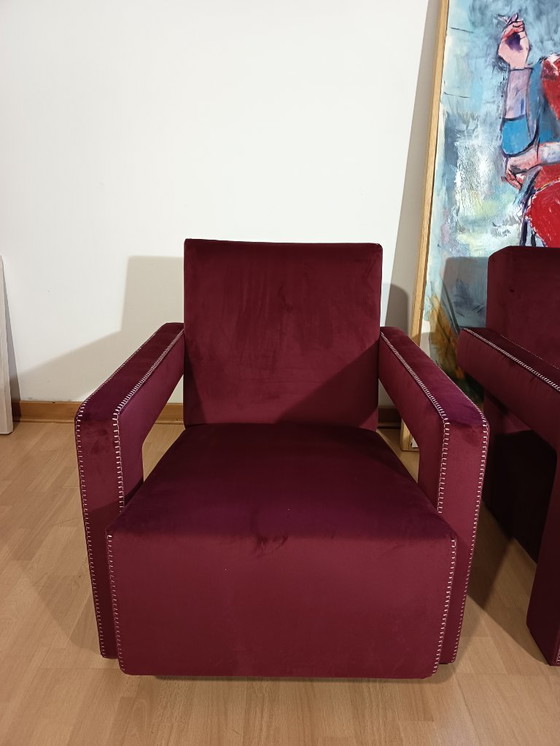 Image 1 of CASSINA 2X Poltrone 637 UTRECHT  (NUOVE MAI USATE) in Velluto 13L Ortigia/Plum con Cuciture in filo Naturale a punta Cavallo