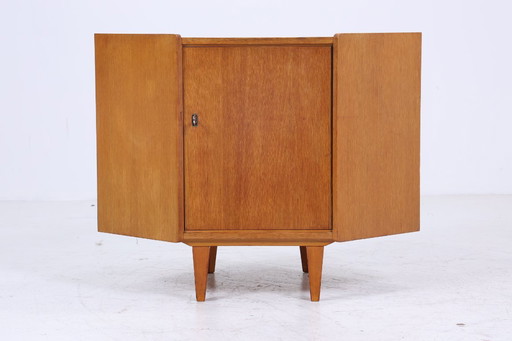 Vintage oak corner chest of drawers 60s | Mid - Century chest of drawers cabinet retro 70s wood storage #06-29