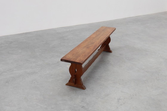 Image 1 of Rustikale Eichenbank mit schöner Patina, Frankreich um 1900