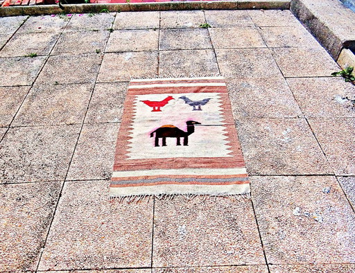 Tapis Berbère Kilim 100x60 fait main en laine à motifs ethnique de chameau