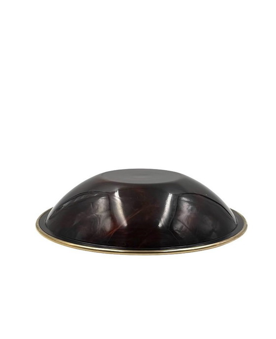 Image 1 of Hollywood regency brass and tortoiseshell lucite bowl / centerpiece, Italy 1970s