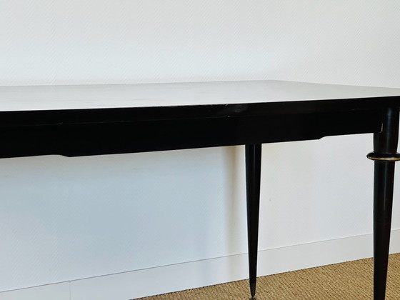 Image 1 of Table de salle à manger art déco en ébène de macassar et marqueterie, 1940