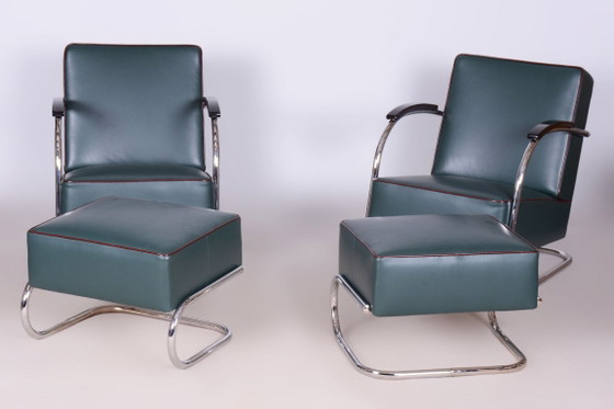 Restored Bauhaus Stool, by Robert Slezák, Chrome, Leather, Czech, 1930s (photo 9 of 20)