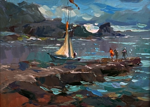 A Sailboat near the Seashore