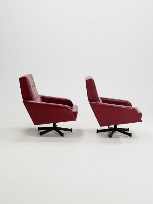 Par de sillones vintage de estilo rockabilly de escay rojo, años 50