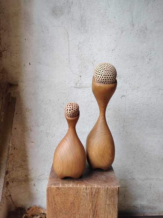 Lot de deux sculptures en chêne massif, Bois, Crème (photo 6 sur 9)