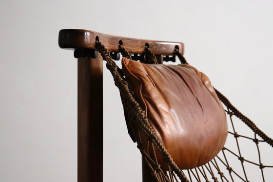 Image 1 of Sillón Jangada con otomana en piel color coñac, de Jean Gillon, Brasil, década de 1960.