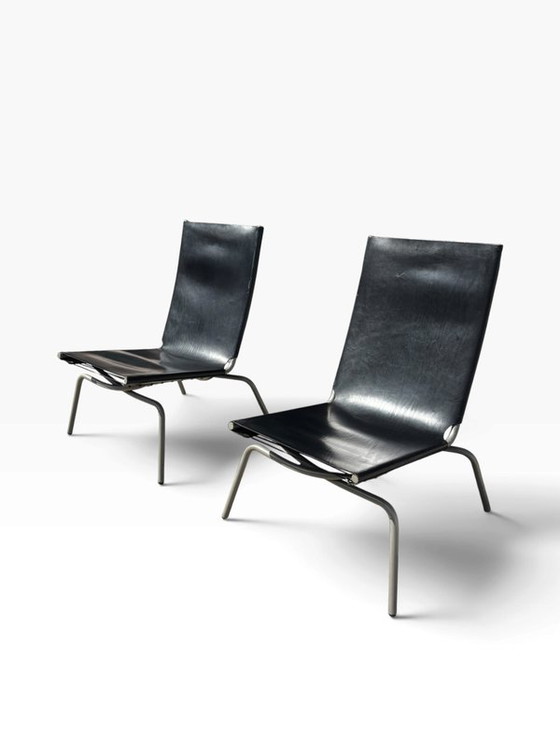 Set of 2 black lounge chairs by Fabiaan van Severen., Adjustable recliner chair, Leather (photo 7 of 12)