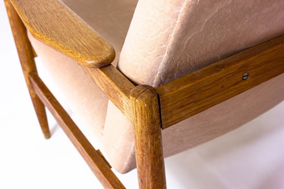 Image 1 of Set aus zwei dänischen Lounge-Sesseln in rosa Stoff