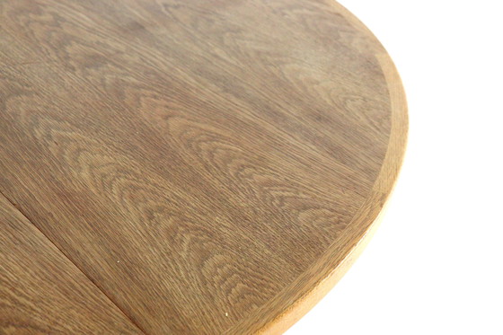 Image 1 of Bernhard Pedersen and Son round 2x extendable dining table Danish vintage