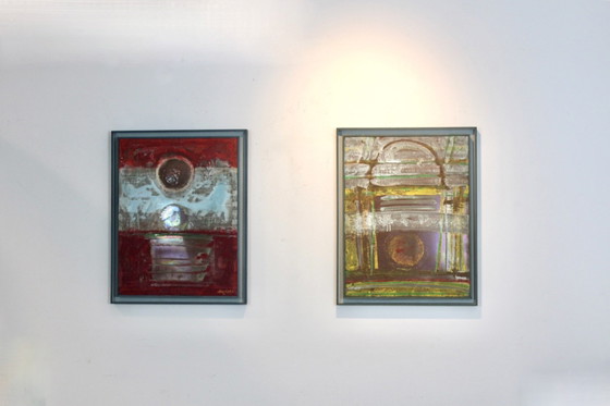 Conjunto de Pinturas Abstractas Escultóricas Chapadas en Cobre, Pinturas y dibujos, Amarillo (foto 4 de 10)